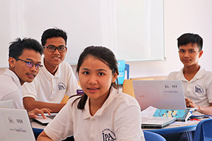 JPA Image Gallery - High school students working on a project - Jay Pritzker Academy, Siem Reap, Cambodia