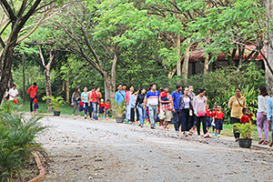 JPA Image Gallery - Parents arriving at school with preschool students - Jay Pritzker Academy, Siem Reap, Cambodia