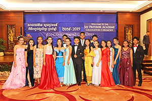 JPA Image Gallery - Class of 2019 in formal dress after graduation ceremony - Jay Pritzker Academy, Siem Reap, Cambodia