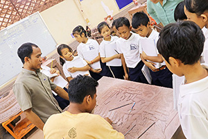 JPA Image Gallery - Primary students visit woodcraft artist workshop - Jay Pritzker Academy, Siem Reap, Cambodia