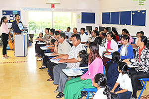 JPA Image Gallery - Parents and students listen to a presentation regarding high school  - Jay Pritzker Academy, Siem Reap, Cambodia